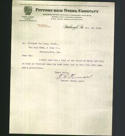 Letterhead - Pittsburgh Steel Company
