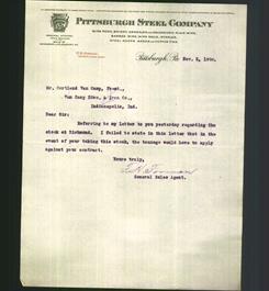 Letterhead - Pittsburgh Steel Company