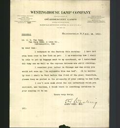 Letterhead - Westinghouse Lamp Company