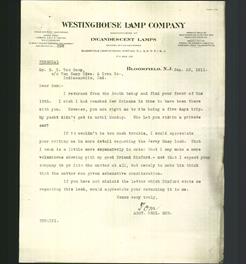 Letterhead - Westinghouse Lamp Company
