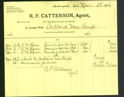Letterhead - R.F. Catterson, Agent.