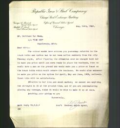 Letterhead - Republic Iron & Steel Company