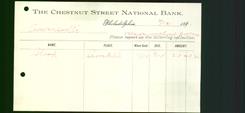 Bank Letterhead - Chestnut Street National Bank