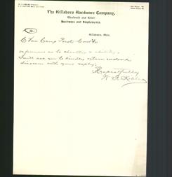 Letterhead - The Hillsboro Hardware Company