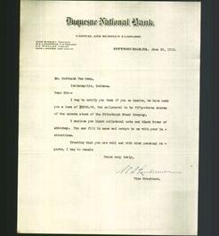 Letterhead - Duquesne National Bank