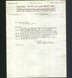 Letterhead - The Atlanta Tin Plate and Sheet Mill