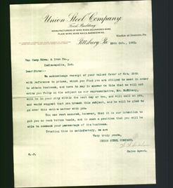 Letterhead - Union Steel Company