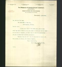 Letterhead - The Wabash Screen Door Company