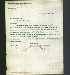 Letterhead - American Rolling Mill Corporation