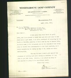 Letterhead - Westinghouse Lamp Company