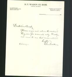 Letterhead - H.P. Wasson Co. Bank