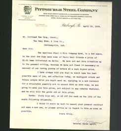 Letterhead - Pittsburgh Steel Company