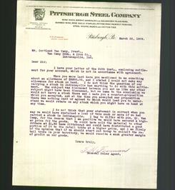 Letterhead - Pittsburgh Steel Company