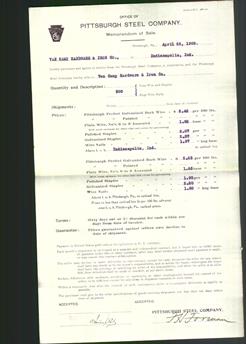 Letterhead - Pittsburgh Steel Company