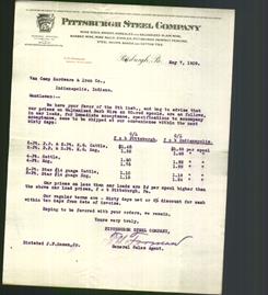 Letterhead - Pittsburgh Steel Company
