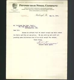 Letterhead - Pittsburgh Steel Company
