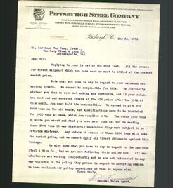 Letterhead - Pittsburgh Steel Company