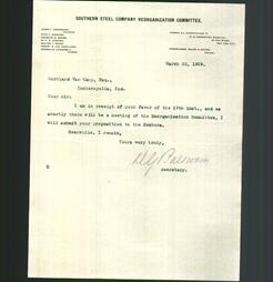 Letterhead - Southern Steel Company Reorganization Committee