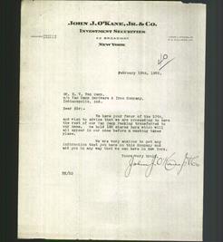 Letterhead - John J. O'Kane, Jr. & Co.