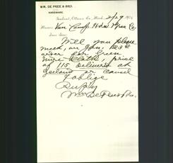 Letterhead - WM. De Pree & Bro.