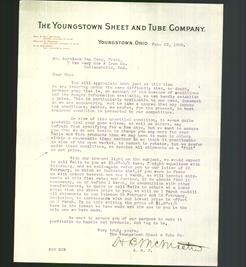 Letterhead - The Youngstown Sheet and Tube Company