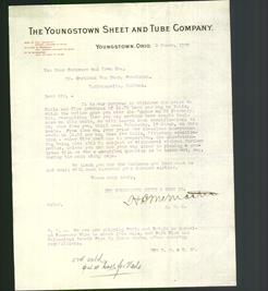 Letterhead - The Youngstown Sheet and Tube Company