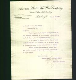 Letterhead - American Sheet & Tin Plate Company