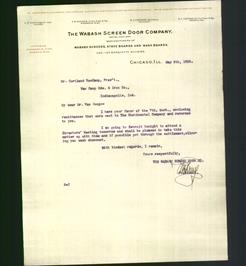 Letterhead - The Wabash Screen Door Company