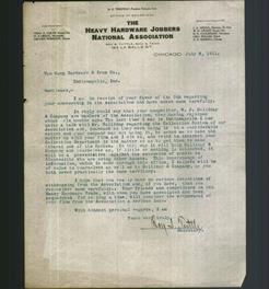 Letterhead - The Heavy Hardware Jobbers' National Association