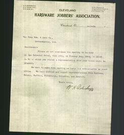 Letterhead - Cleveland Hardware Jobbers' Association