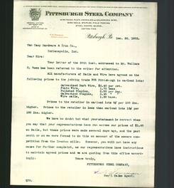 Letterhead - Pittsburgh Steel Company