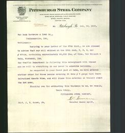 Letterhead - Pittsburgh Steel Company