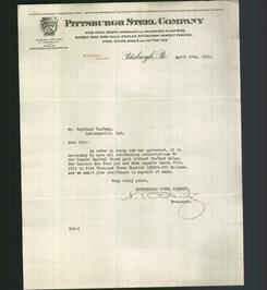Letterhead - Pittsburgh Steel Company