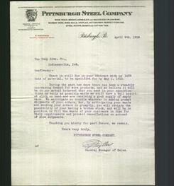 Letterhead - Pittsburgh Steel Company