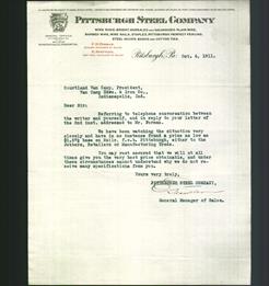 Letterhead - Pittsburgh Steel Company