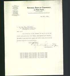 Letterhead - National Bank of Commerce in New York