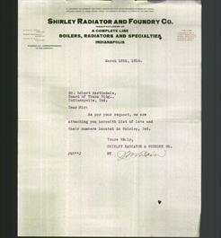 Letterhead - Shirley Radiator and Foundry Company
