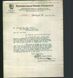 Letterhead - Pittsburgh Steel Company