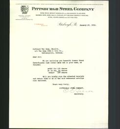 Letterhead - Pittsburgh Steel Company