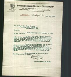 Letterhead - Pittsburgh Steel Company