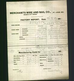 Factory Report - Merchants Wire and Nail Co.