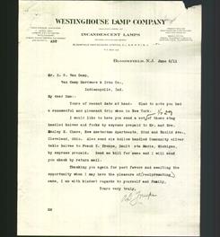 Letterhead - Westinghouse Lamp Company