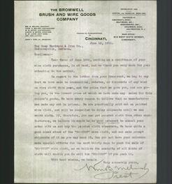 Letterhead - The Bromwell Brush and Wire Goods Company