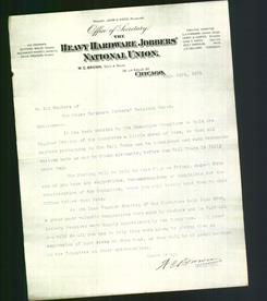 Letterhead - The Heavy Hardware Jobbers' National Union