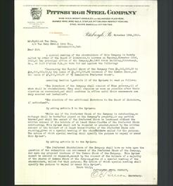 Letterhead - Pittsburgh Steel Company