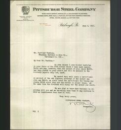 Letterhead - Pittsburgh Steel Company