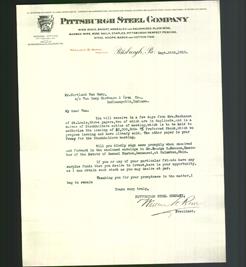 Letterhead - Pittsburgh Steel Company