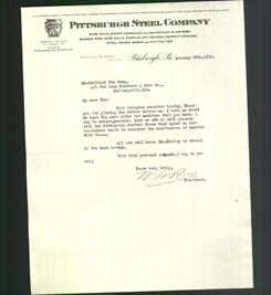 Letterhead - Pittsburgh Steel Company