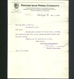 Letterhead - Pittsburgh Steel Company