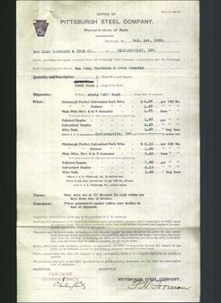 Letterhead - Pittsburgh Steel Company